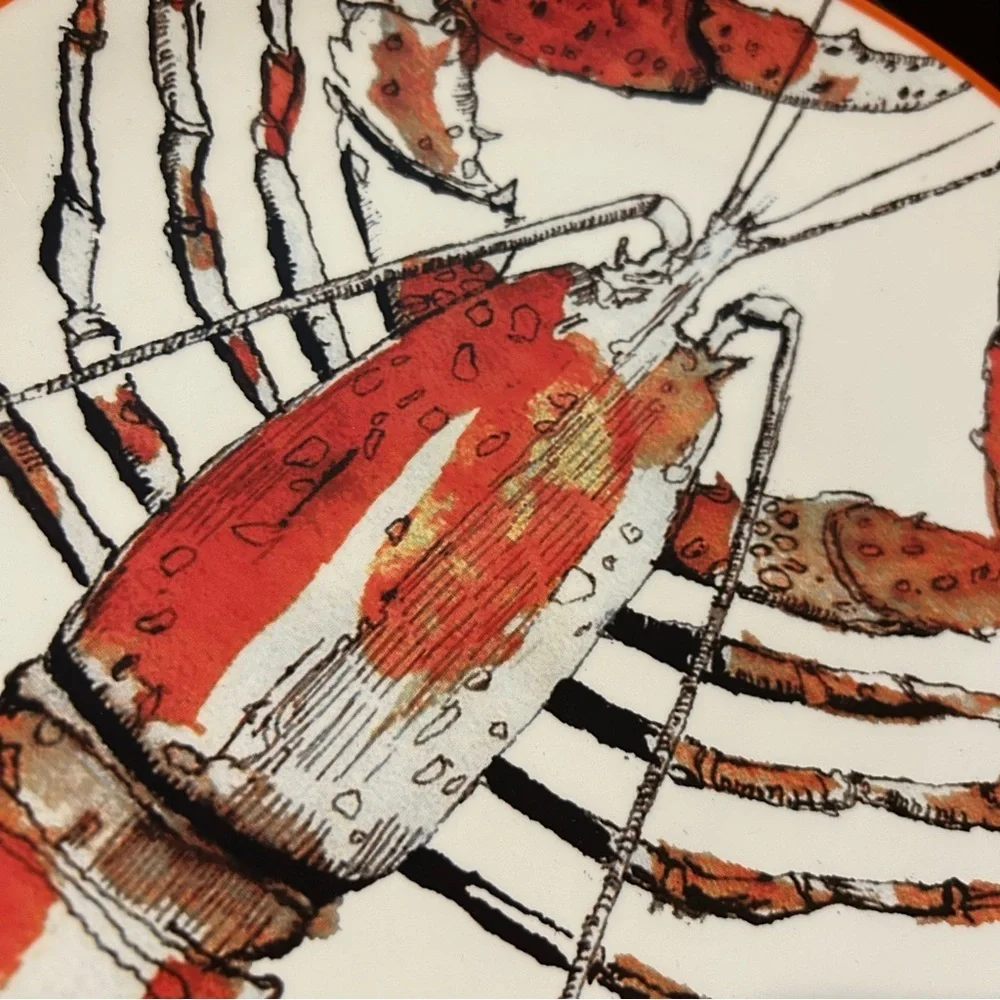 Williams Sonoma 2011 Seafood Boil Plate Dish Lobster white orange black